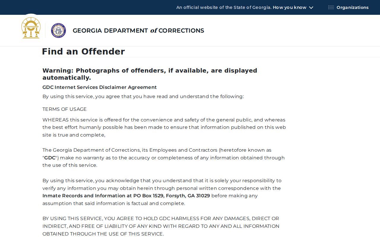 GDC Find an Offender search form
