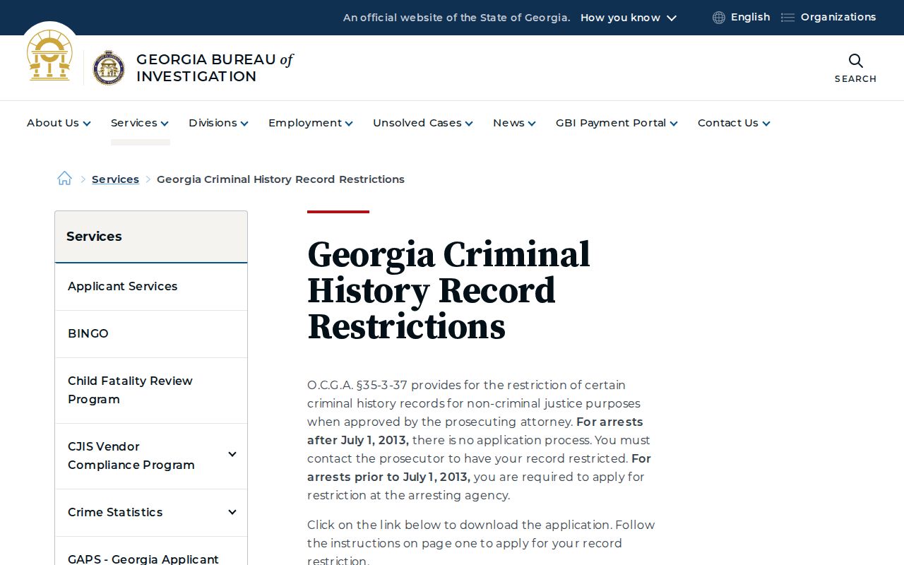 Taliaferro County arrest record restriction instructions