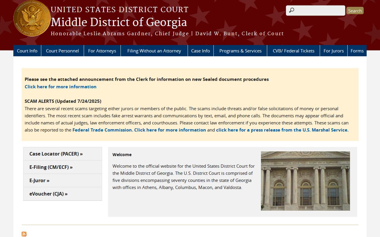 Official Middle District of Georgia federal court website